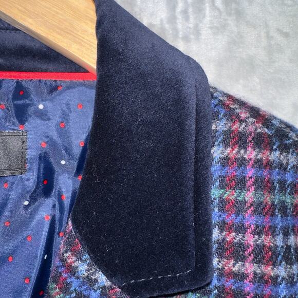 Talbots Blazer Women 16 Blue Mistletoe Plaid Shetland Wool True Classic Timeless - Picture 5 of 16